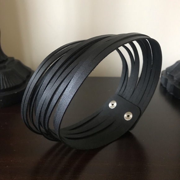 Genuine Leather Layered Rope Wrap Bracelet or Collar Necklace - Picture 6 of 9